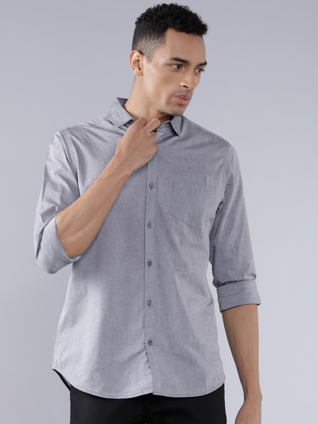 

HIGHLANDER Men Grey Slim Fit Solid Casual Shirt