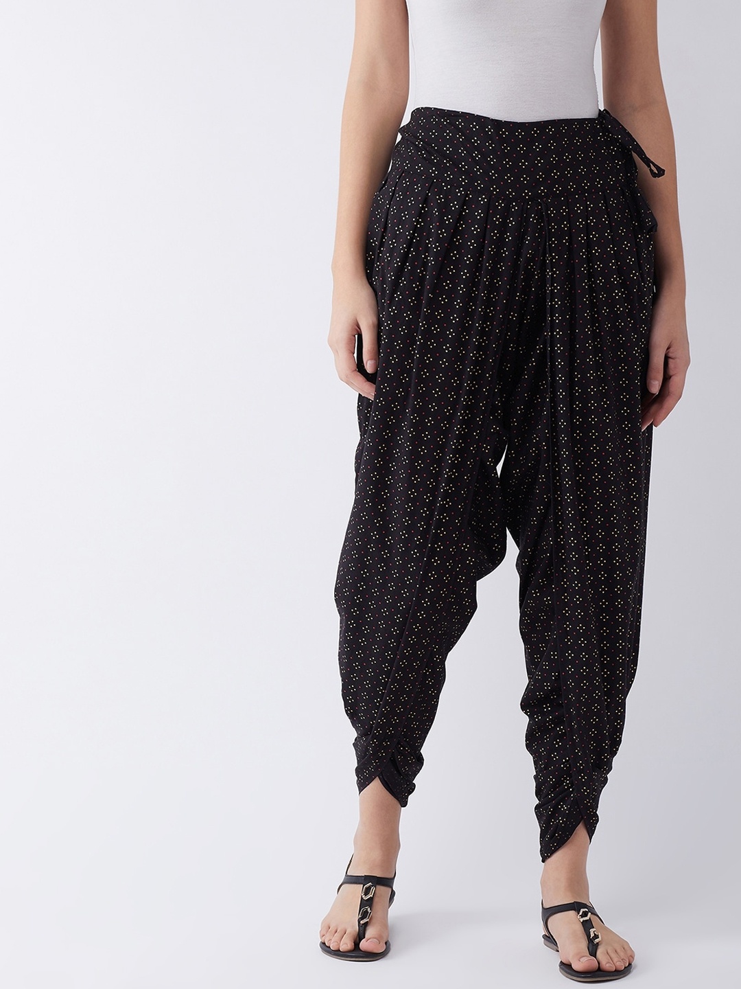 

InWeave Women Black & White Printed Dhoti Pants
