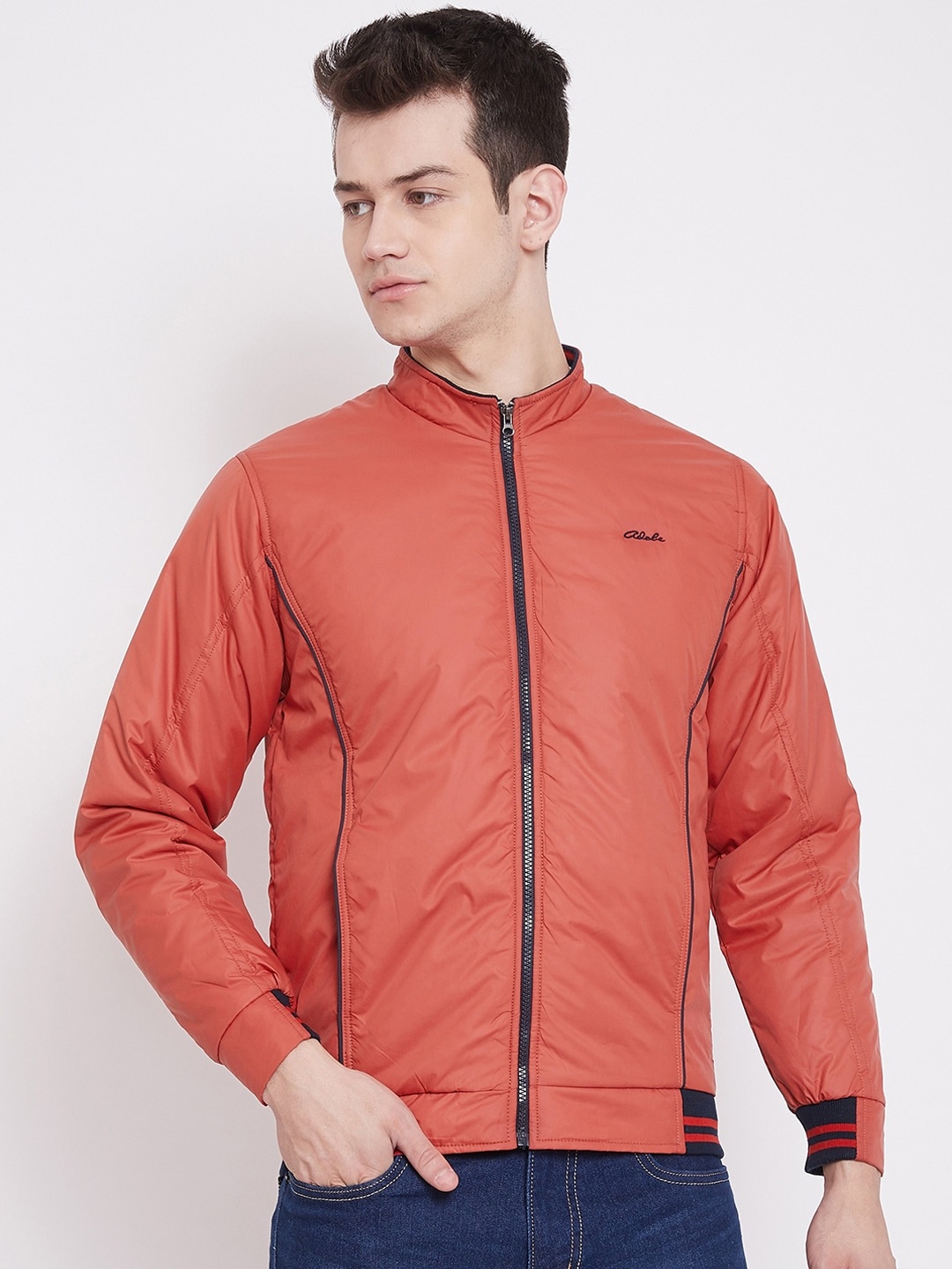 

Adobe Men Red Solid Lightweight Padded Jacket, Rust
