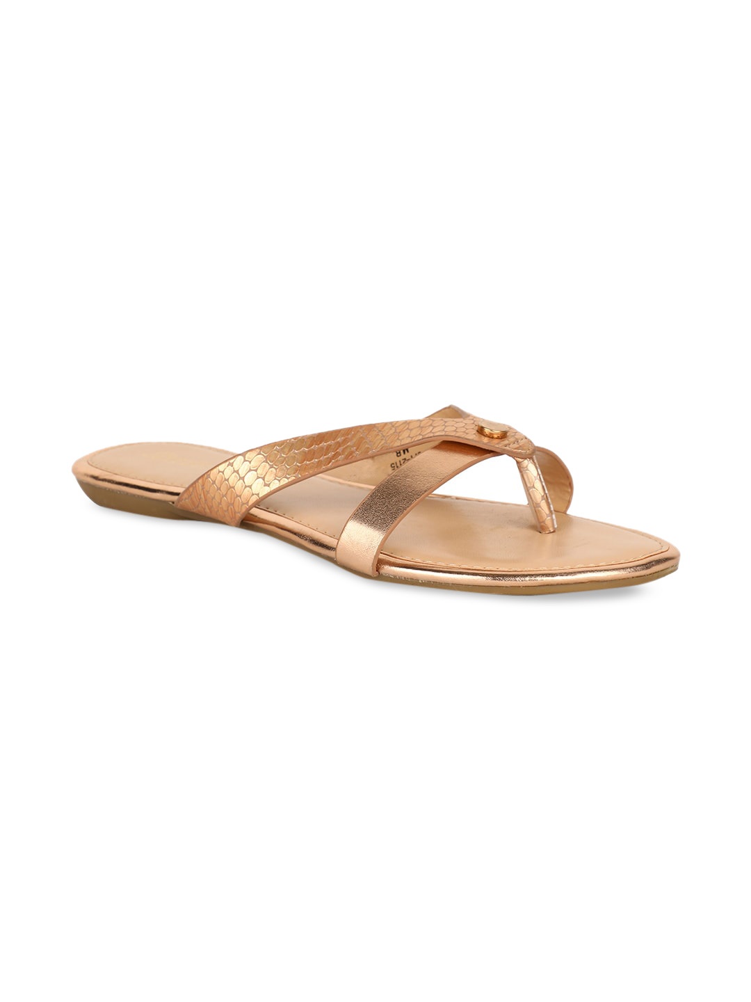 

Bata Women Gold-Toned Solid PU Open Toe Flats