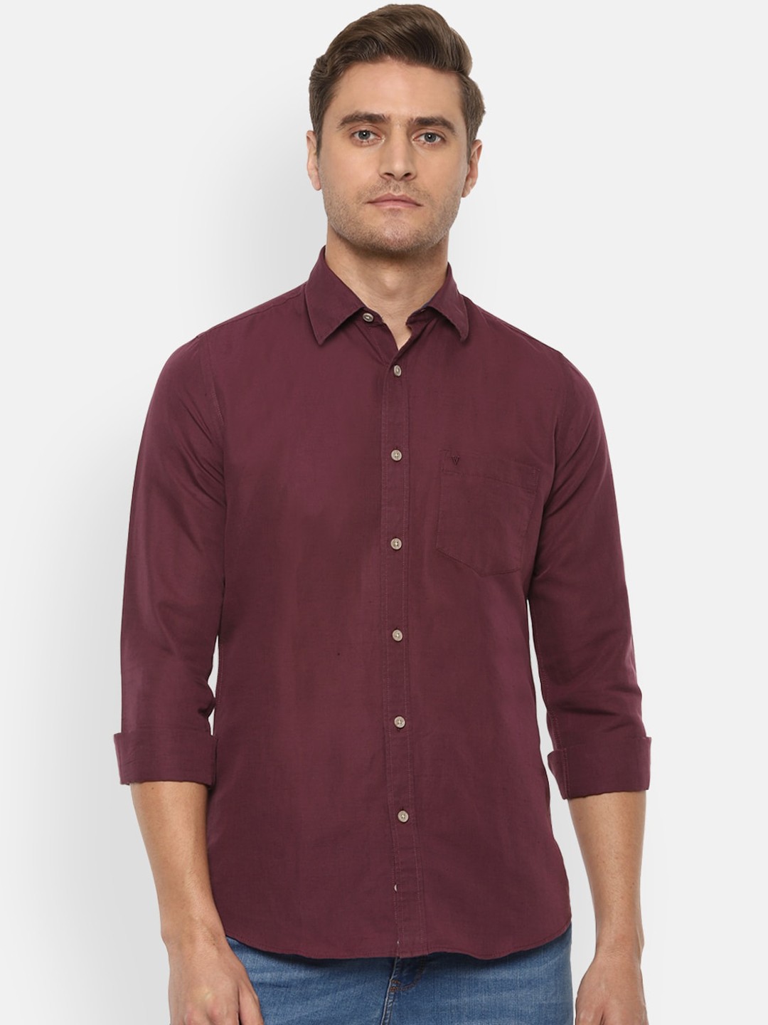 

Van Heusen Sport Men Maroon Slim Fit Solid Casual Shirt
