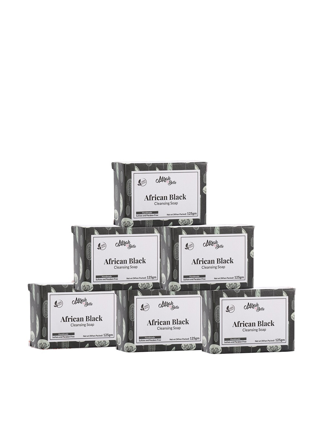 

Mirah Belle Pack of 6 African Soap Bar with Shea Butter Moisturising Soaps, Black
