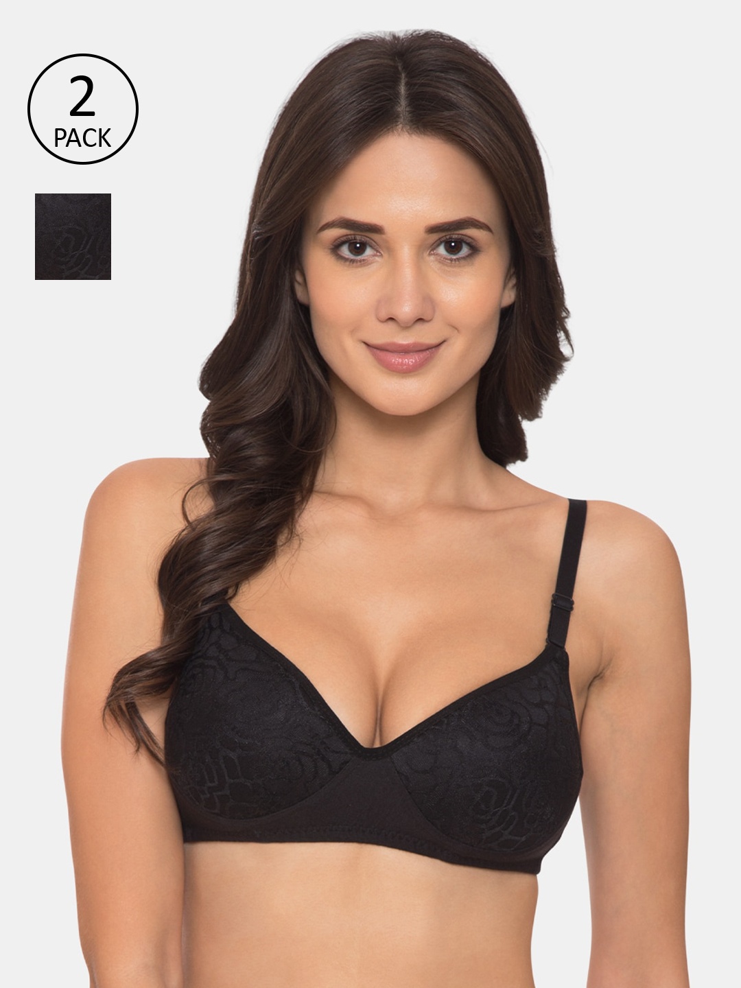 

KOMLI Black Printed Non-Wired Lightly Padded T-shirt Bra