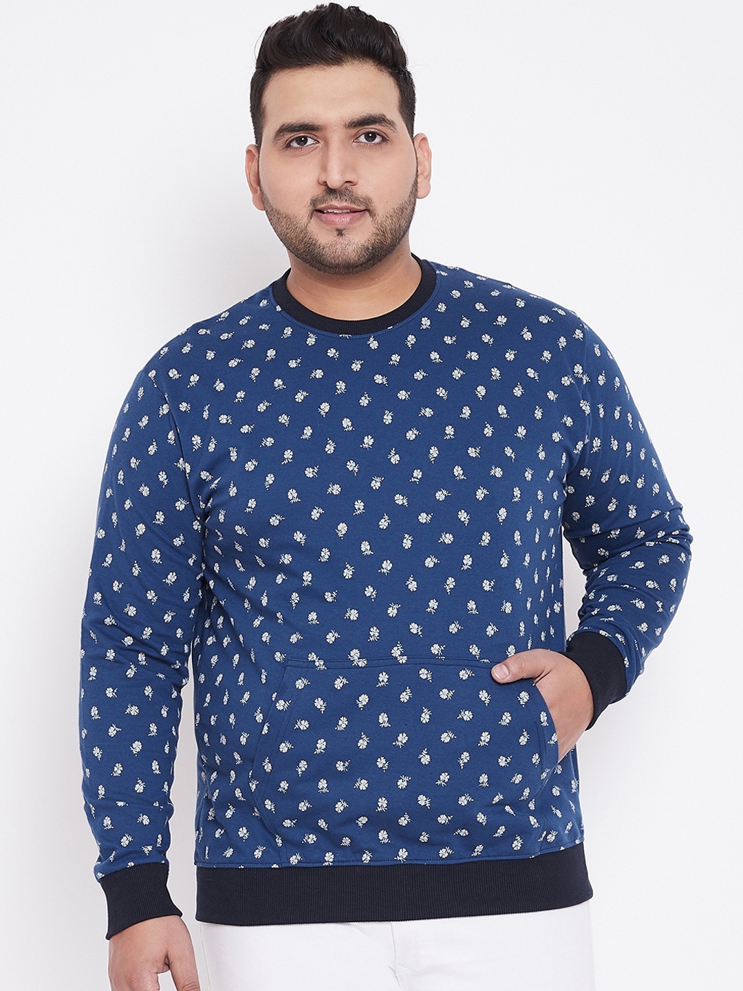 

bigbanana Men Navy Blue & White Printed Sweatshirt