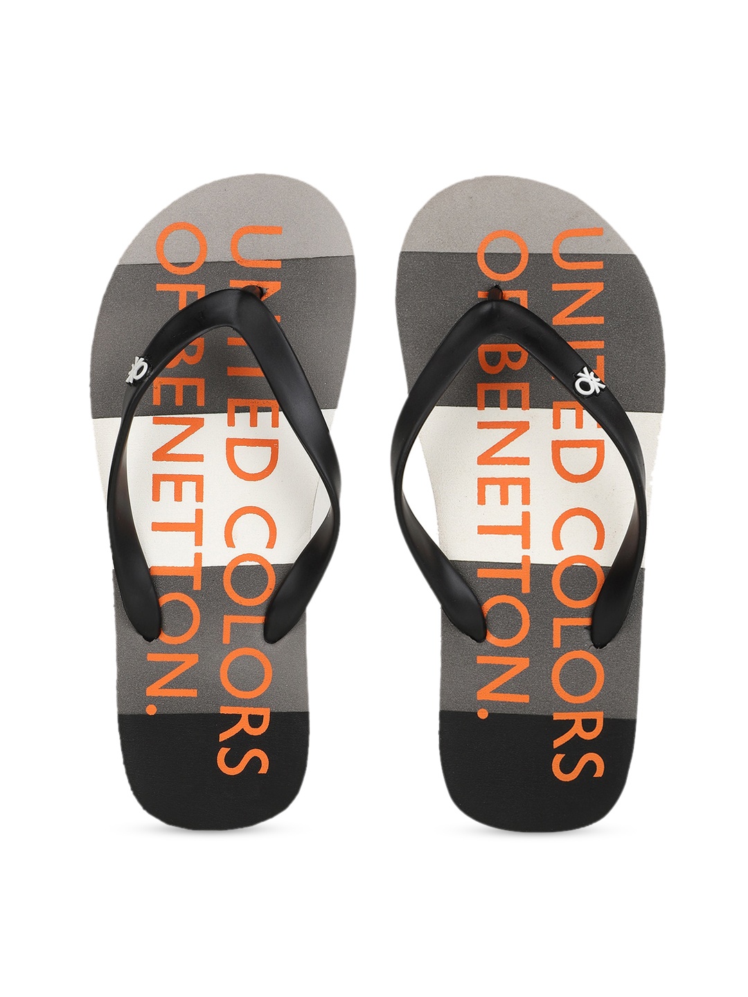 

United Colors of Benetton Men Grey & Orange Printed Thong Flip-Flops