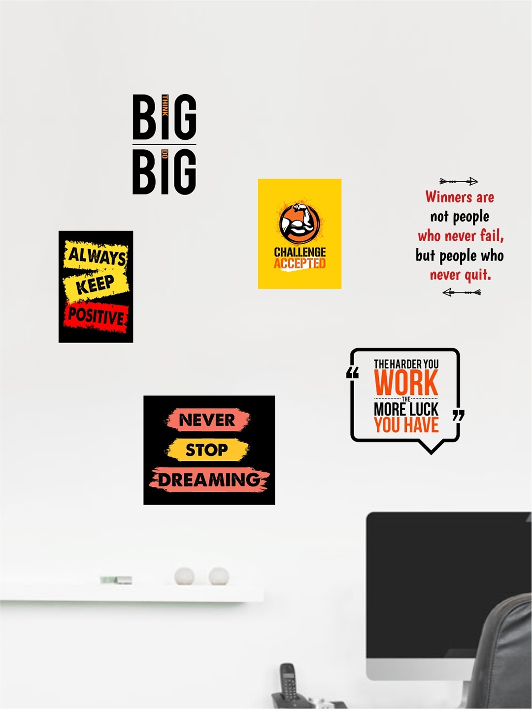 

rawpockets Unisex Multicoloured Motivational Quotes Wall Stickers, Multi