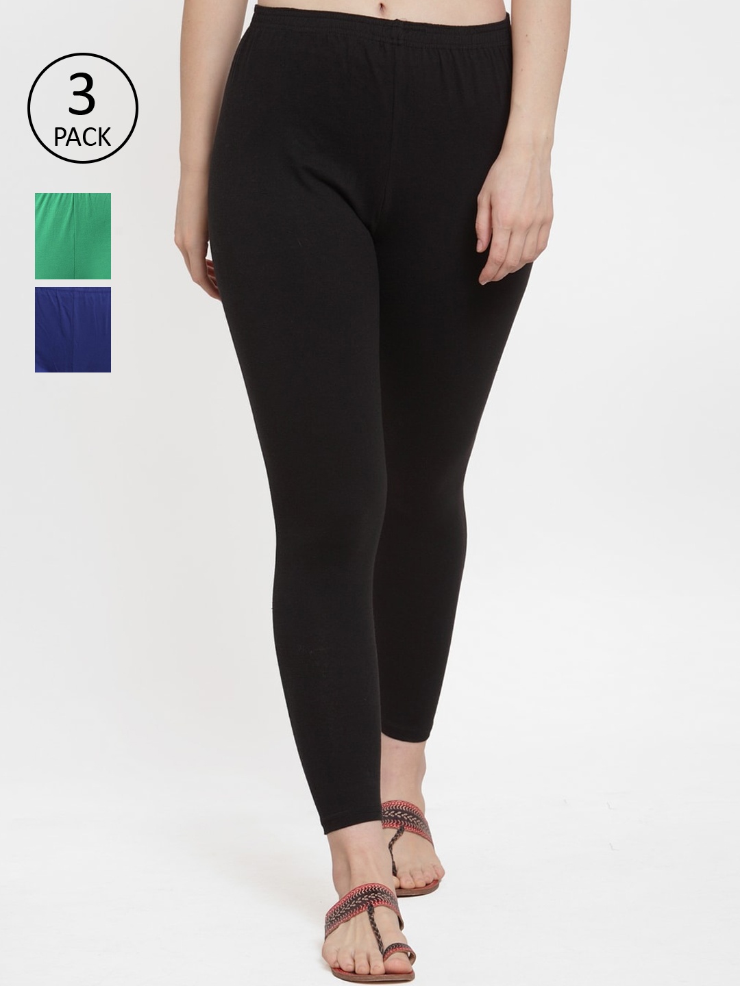 

GRACIT Women Pack Of 3 Solid Leggings, Black