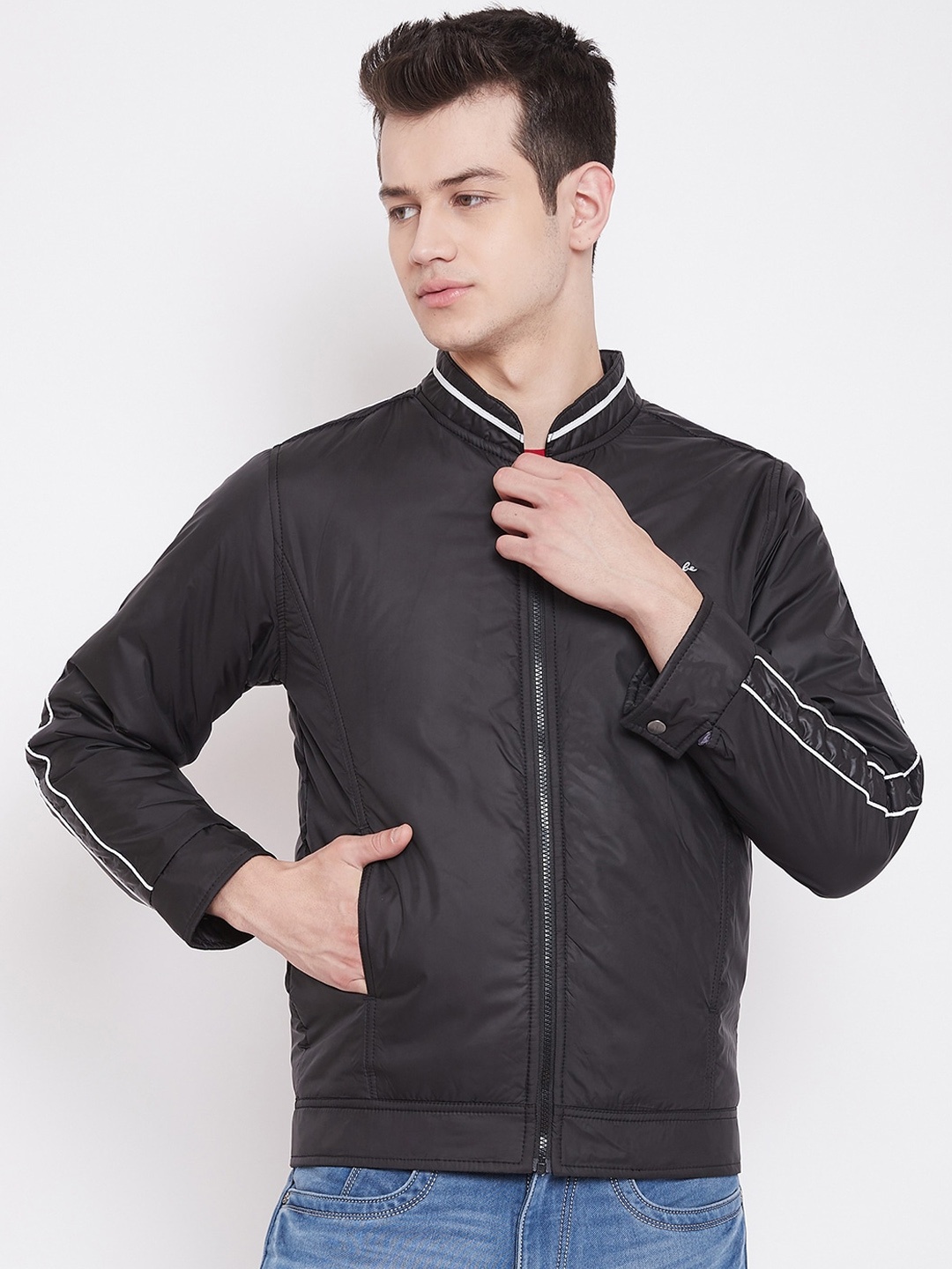 

Adobe Men Black Solid Lightweight Bomber