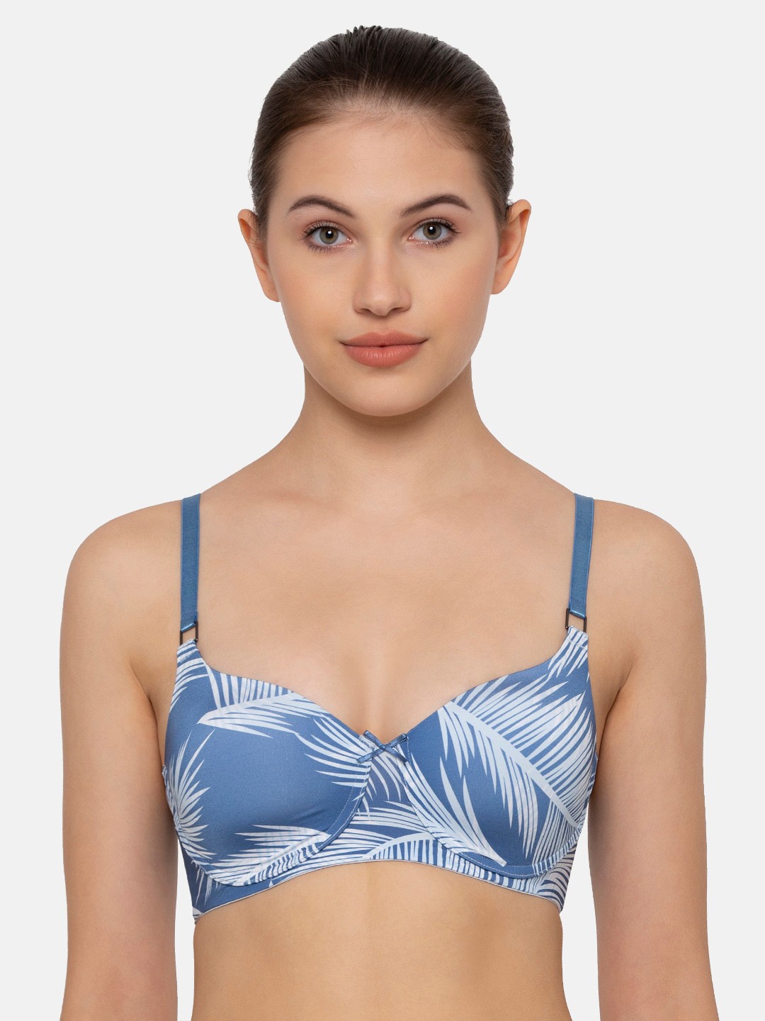 

Triumph Padded Non Wired Tropical Palm Print Everyday T-Shirt Bra, Blue