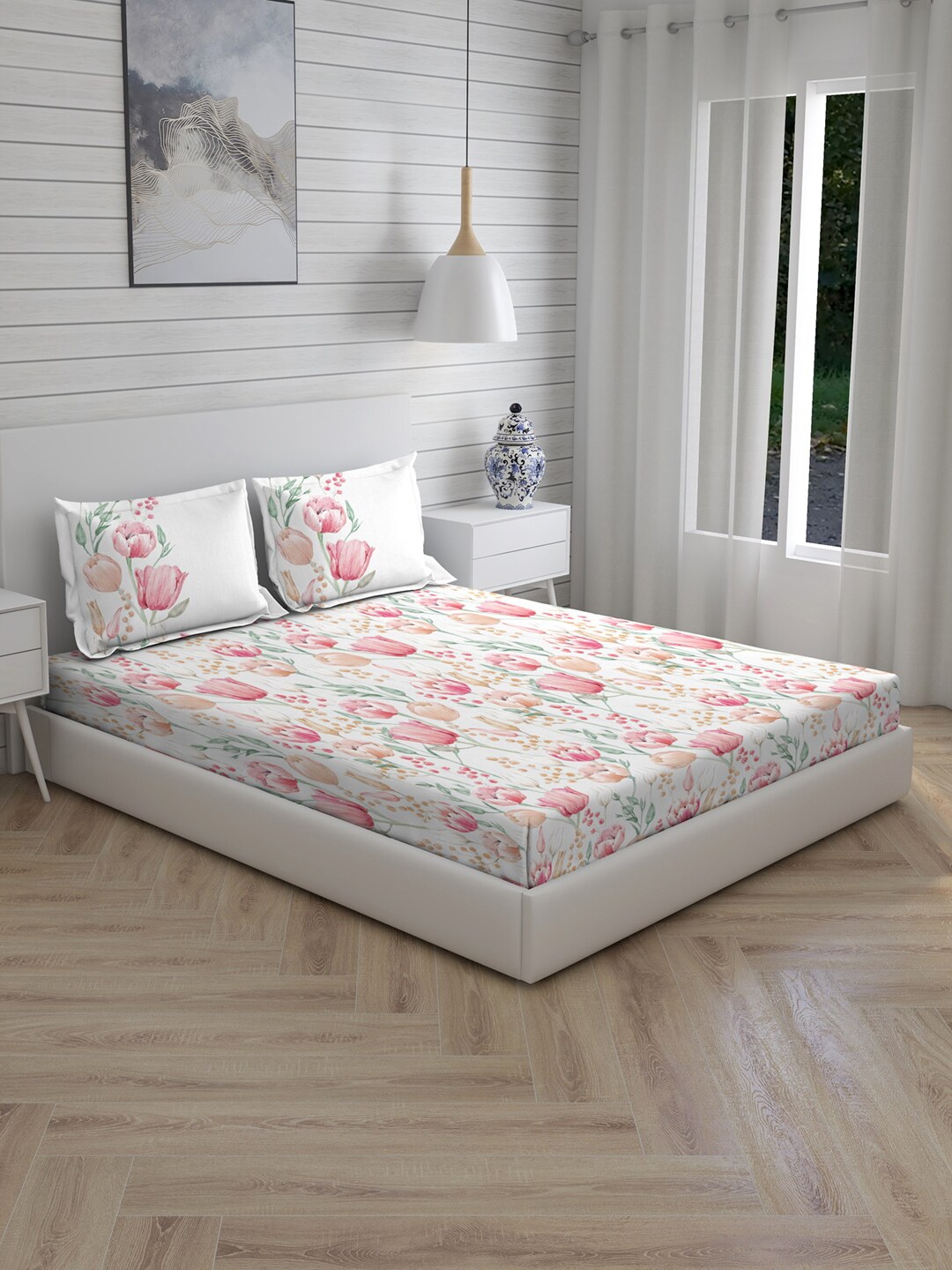 

Boutique Living India Multi 200 TC Cotton 1 King Bedsheet with 2 Pillow Covers