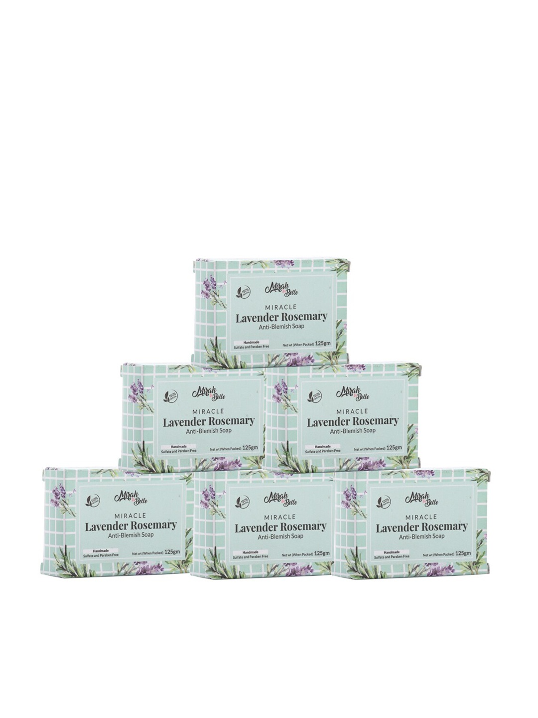 

Mirah Belle Set of 6 Organic Lavender Rosemary Anti-Blemish Soaps, Purple