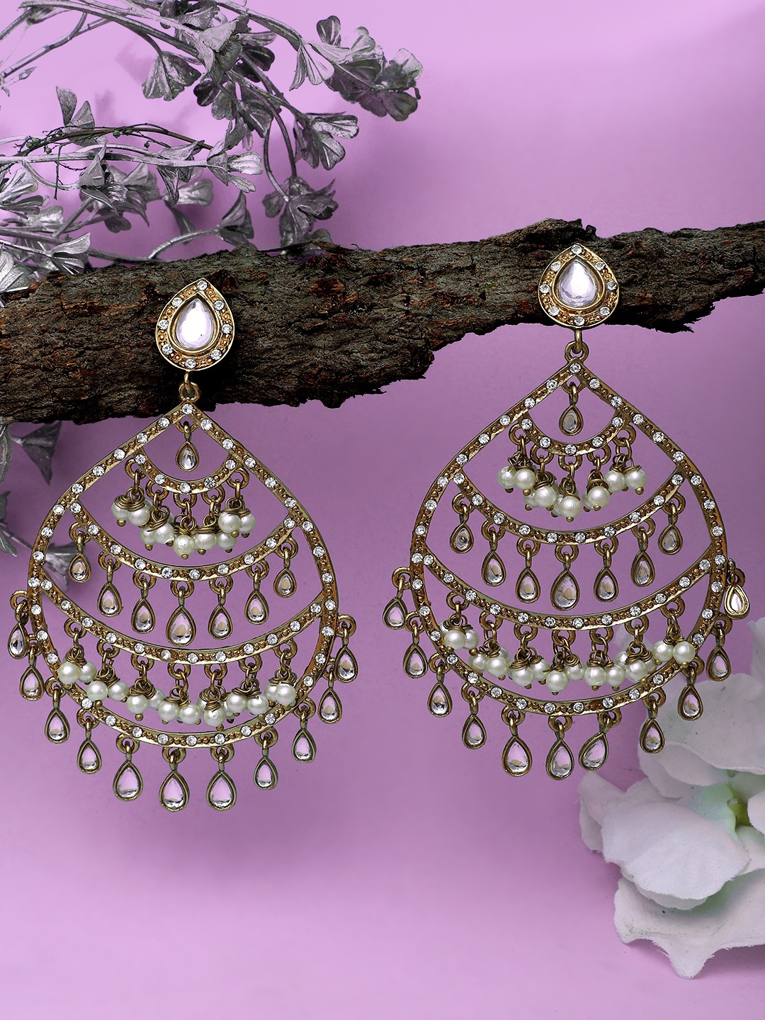 

Mali Fionna Gold-Toned Oval Drop Earrings