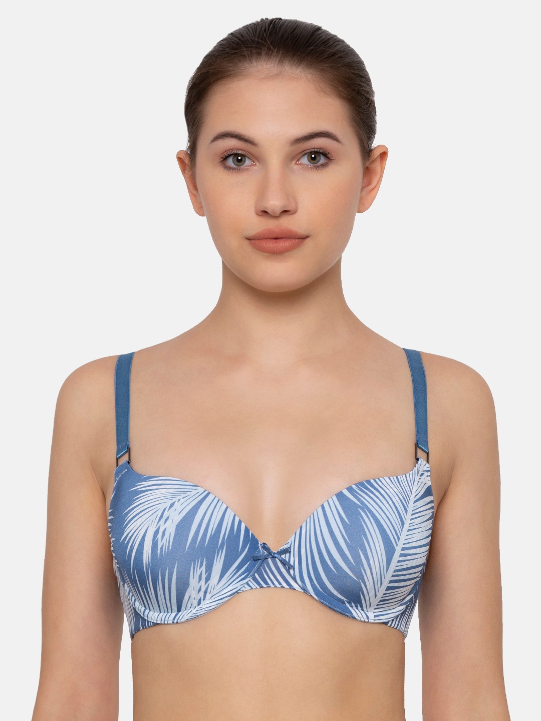 

Triumph Padded Wired Tropical Palm Print Everyday T-Shirt Bra, Blue