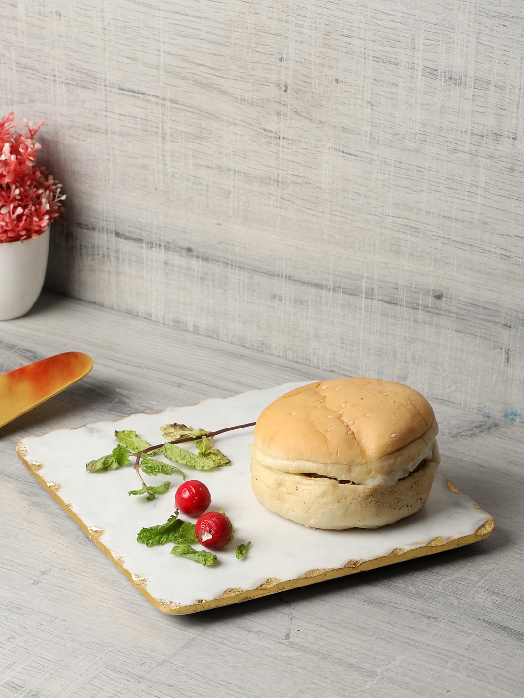 

NikkisPride White & Gold-Toned Sustainable Square Serving Platter