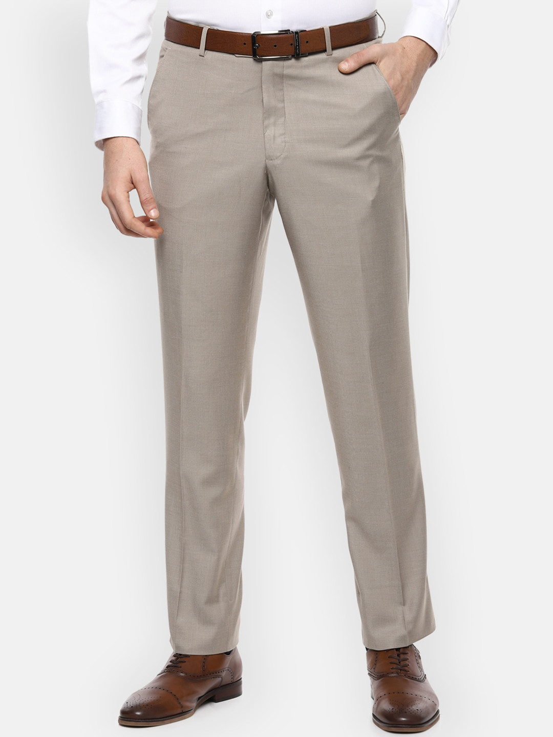 

Van Heusen Men Grey Regular Fit Solid Formal Trousers
