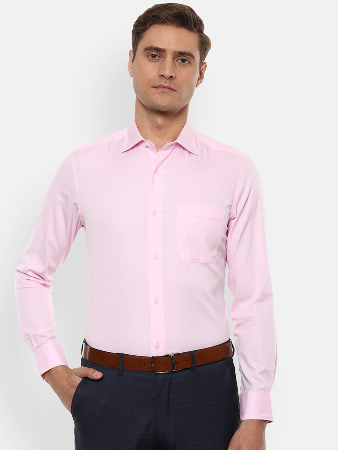 

Louis Philippe Permapress Men Pink Regular Fit Solid Formal Shirt