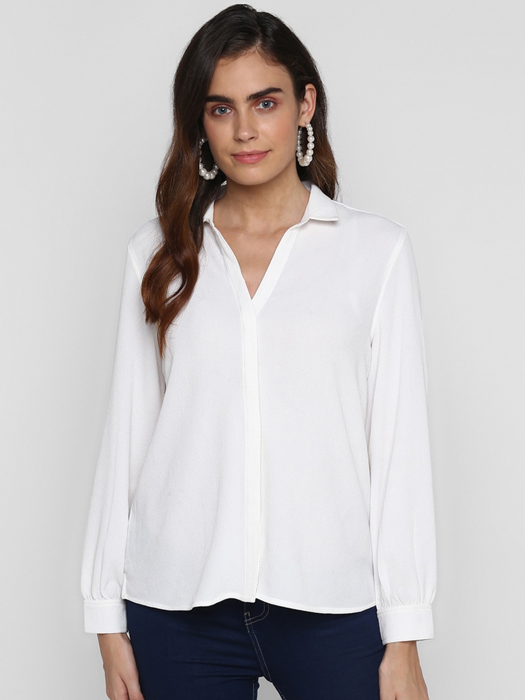 

HOUSE OF KKARMA Women White Pleated Casual Shirt