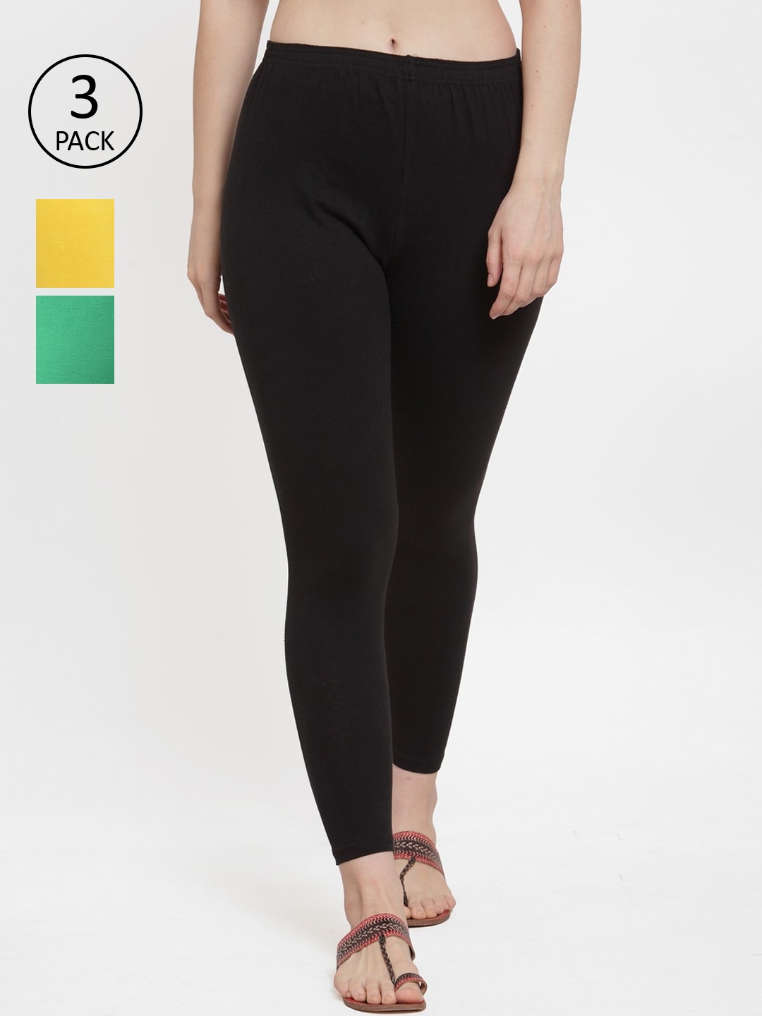 

GRACIT Women Pack of 3 Solid Leggings, Black