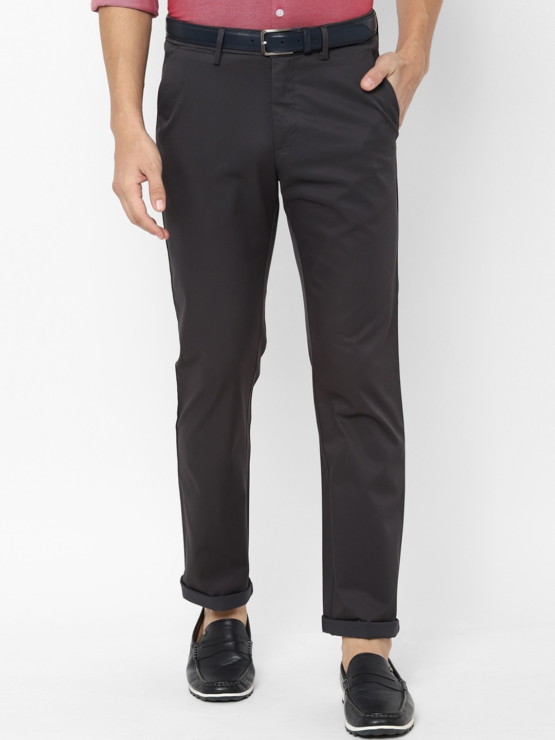 

Allen Solly Men Grey Regular Fit Solid Regular Trousers