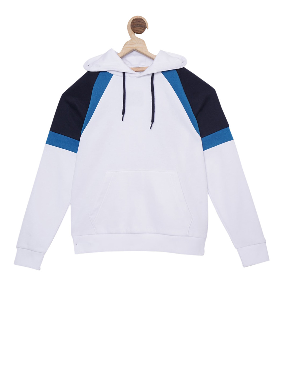 

Red Tape Boys White & Navy Blue Colourblocked Hooded Sweatshirt