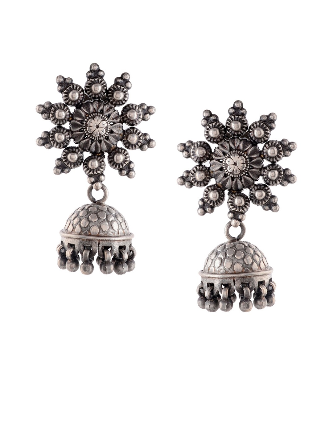 

Silvermerc Designs Silver-Plated Dome Shaped Drop Earrings