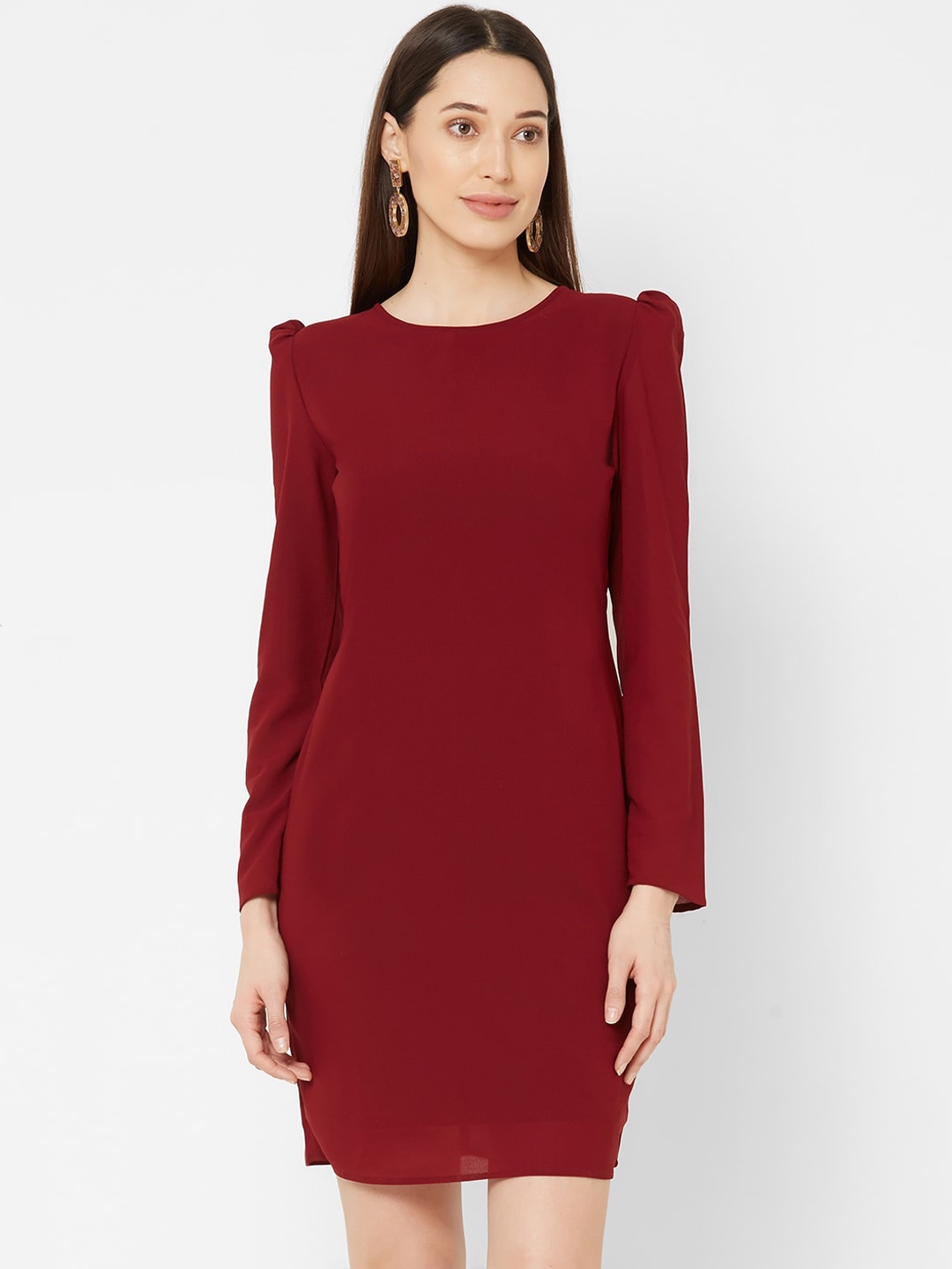 

MISH Women Maroon Solid Bodycon Dress