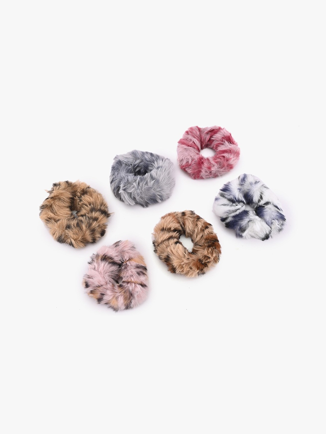 

BuckleUp Women Set of 6 Furry Ponytail Holders, Multi