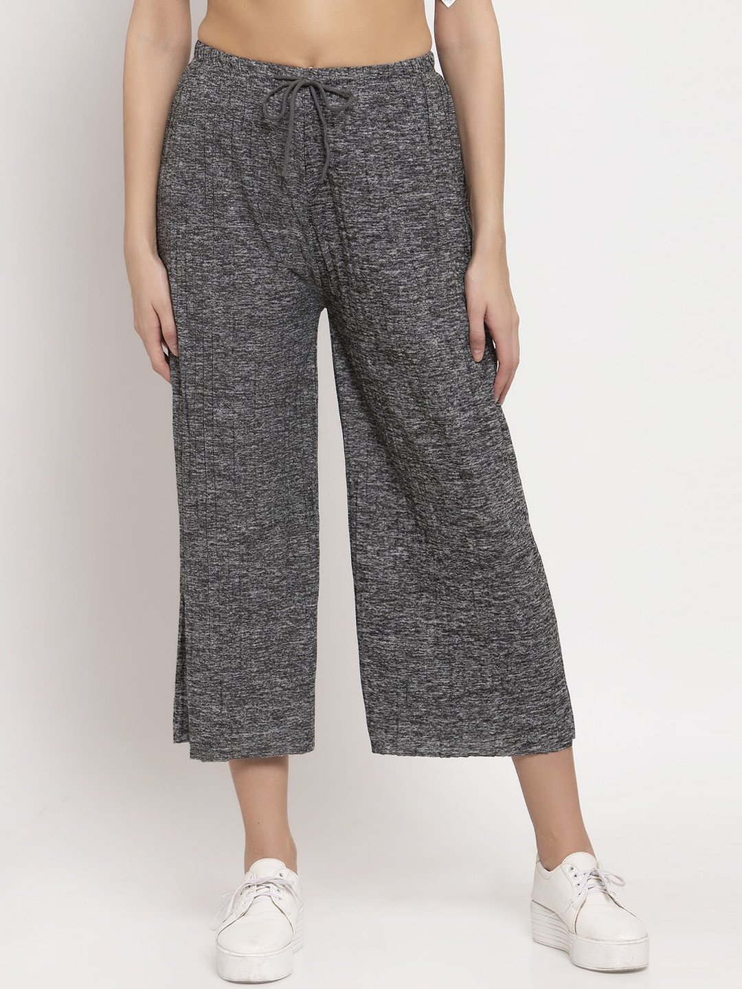 

KLOTTHE Women Grey Solid Wide-Leg Pants