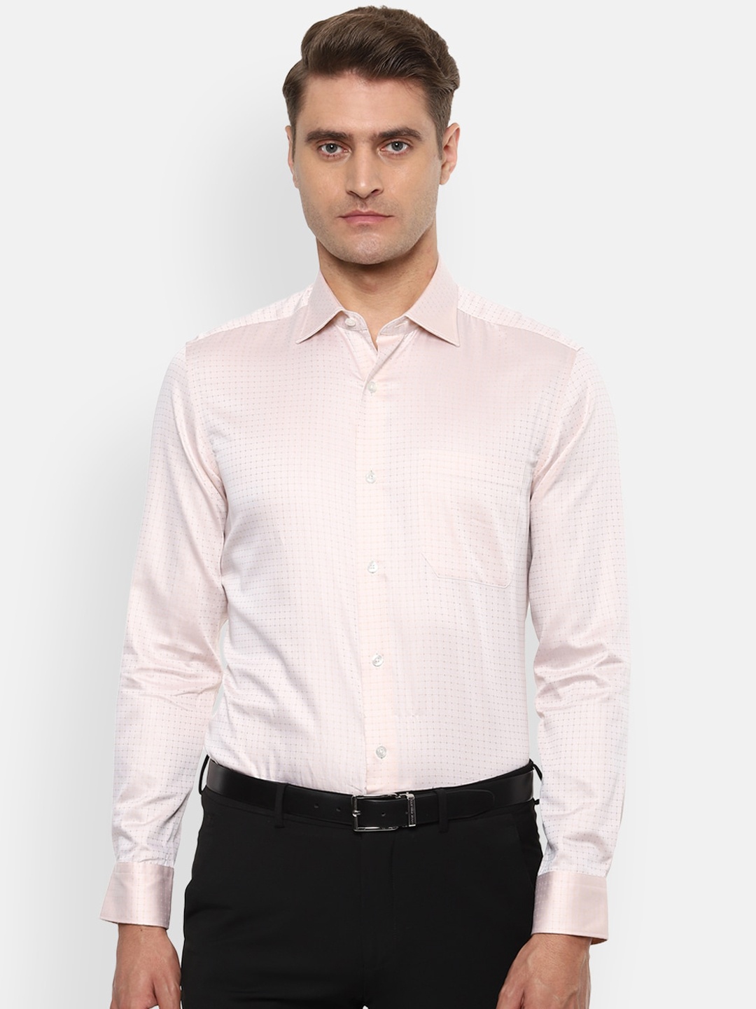 

Louis Philippe Gods & Kings Men Beige Regular Fit Checked Formal Shirt
