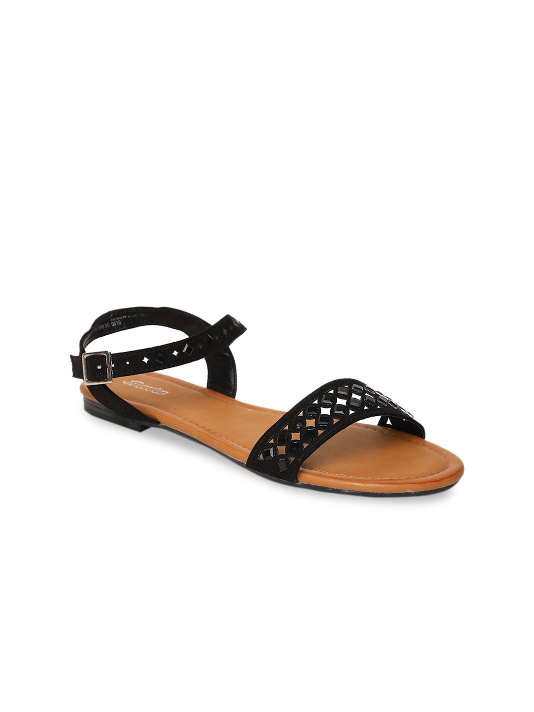 

Bata Women Black Solid PU Open Toe Flats