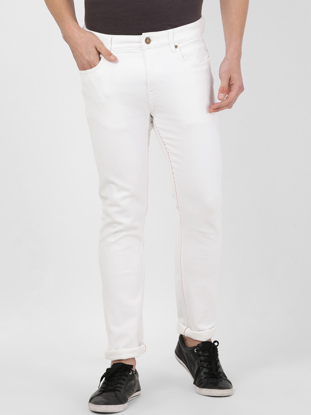 

Llak Jeans Men White Slim Fit Mid-Rise Clean Look Stretchable Jeans