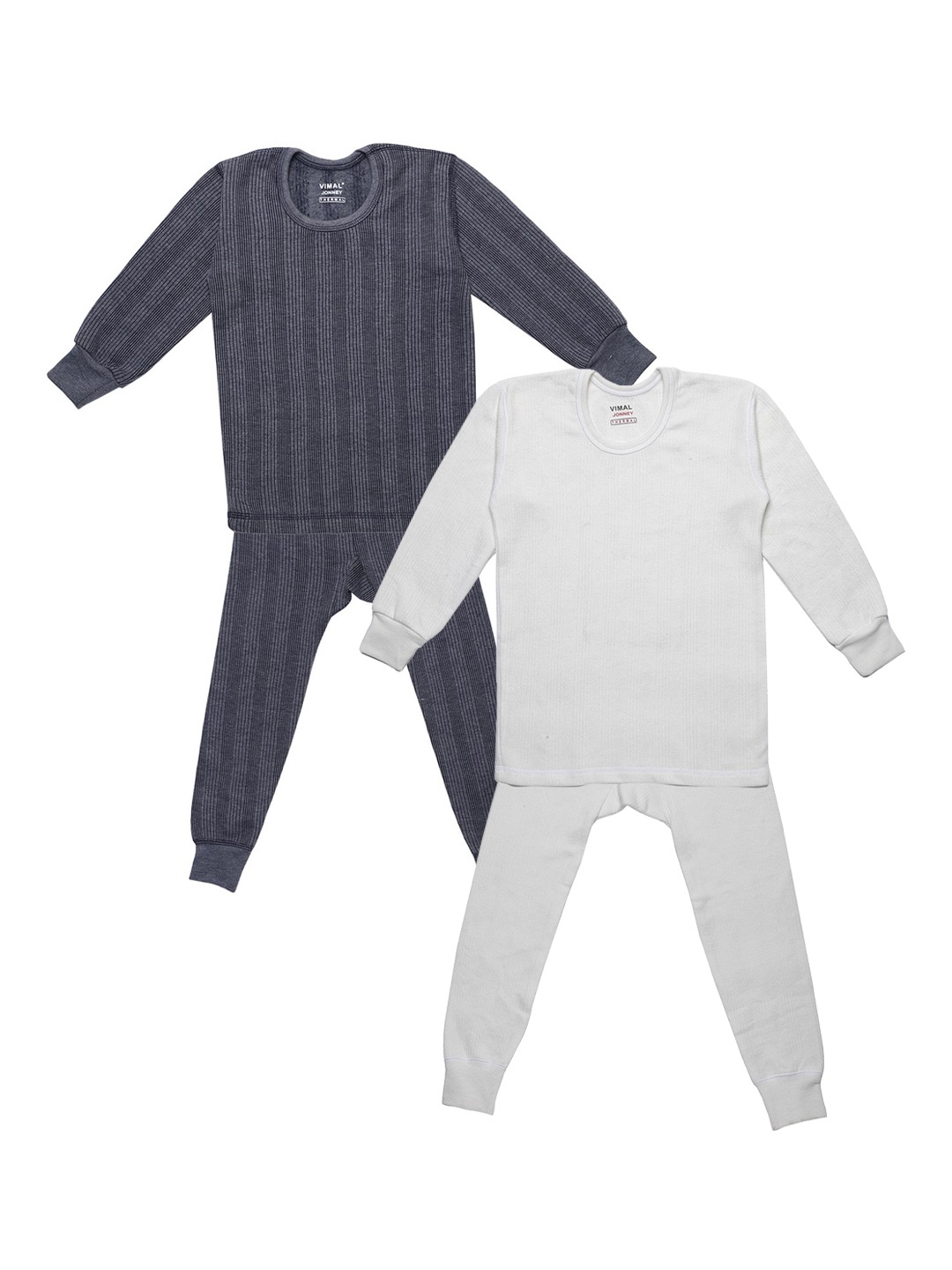 

VIMAL JONNEY Kids Pack Of 2 Striped Thermal Set, Navy blue