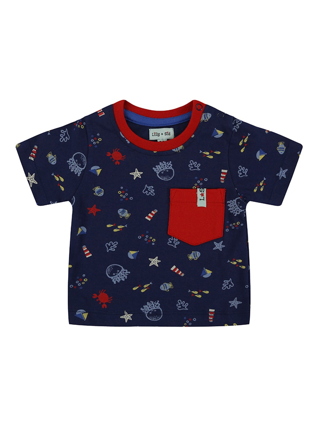 

Lilly and Sid Boys Blue Printed Round Neck T-shirt