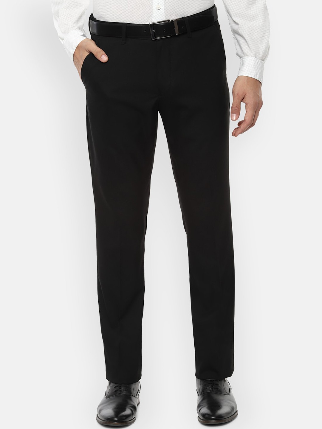 

V Dot Men Black Skinny Fit Solid Formal Trousers