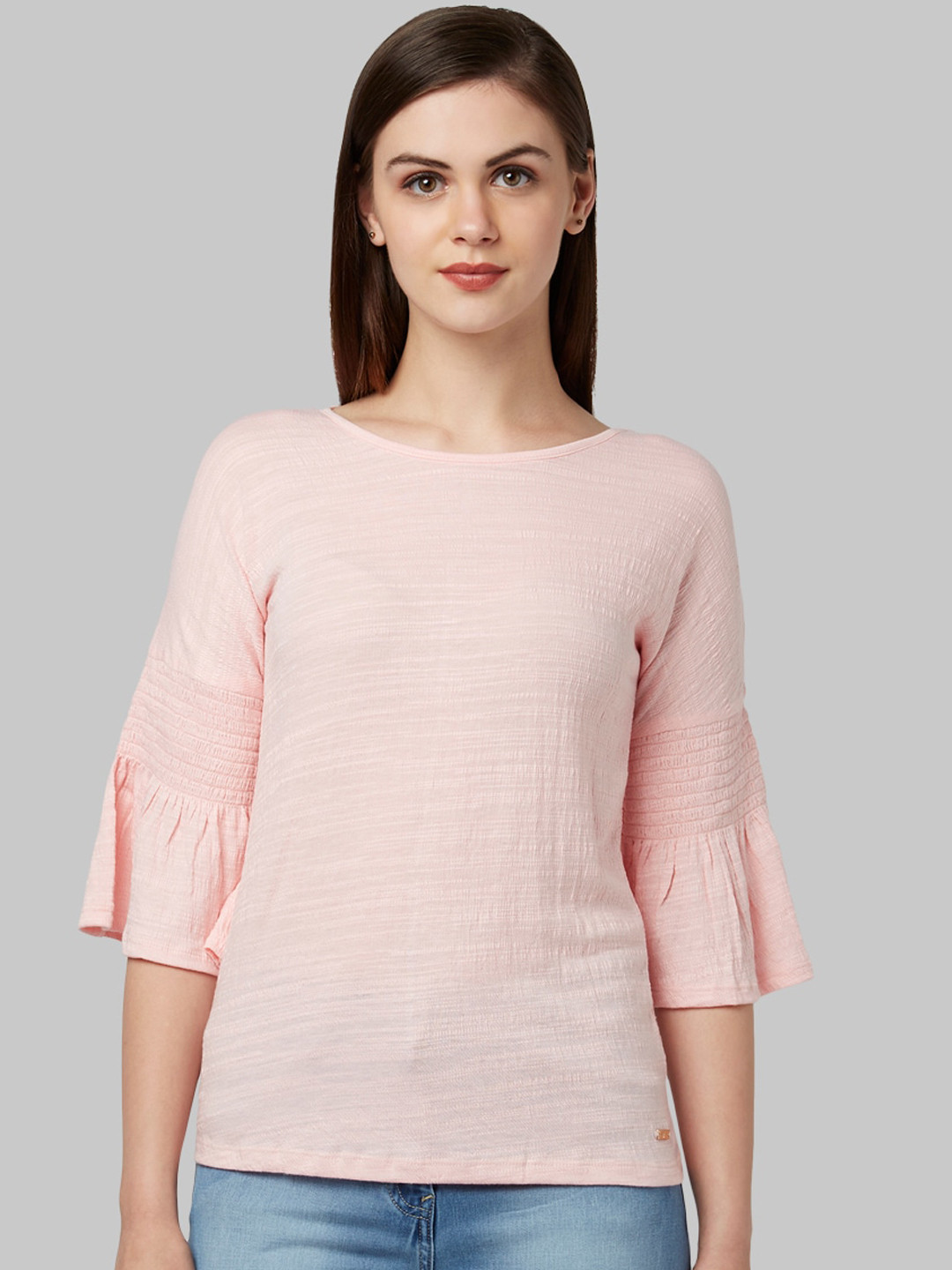

Park Avenue Woman Pink Self Design Boat Neck T-shirt