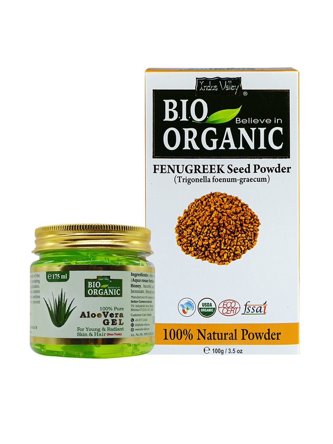 Indus valley Fenugreek powder & aloe vera gel combo, Green