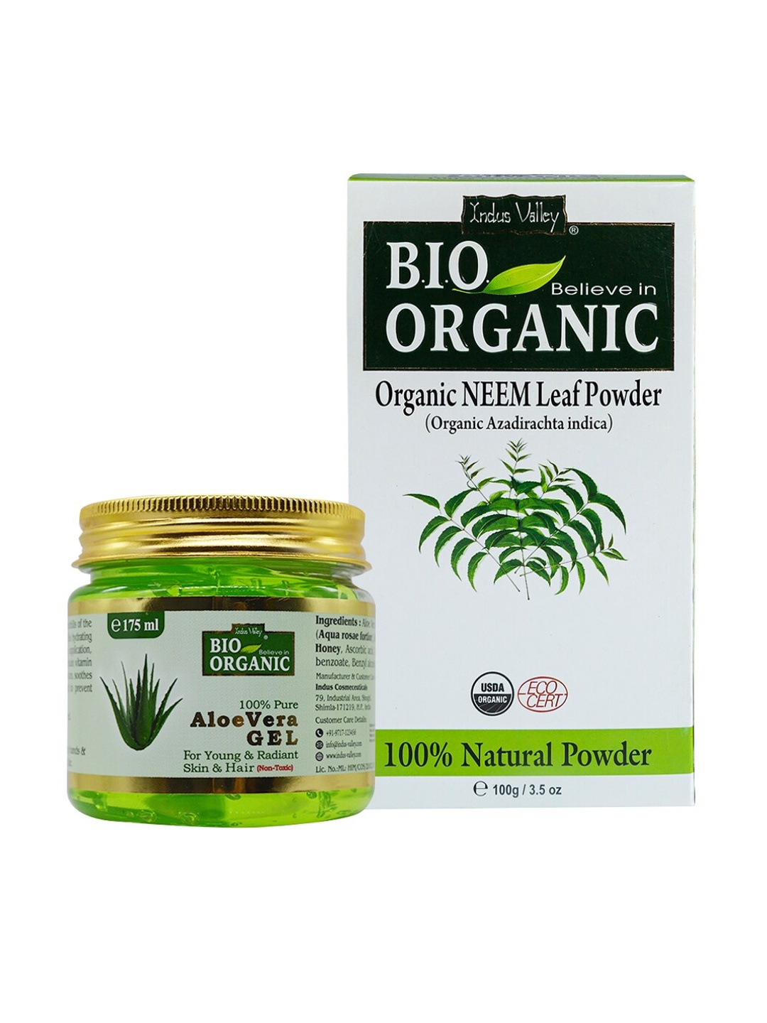 

Indus Valley Neem Powder & Aloe Vera Gel Combo, Green