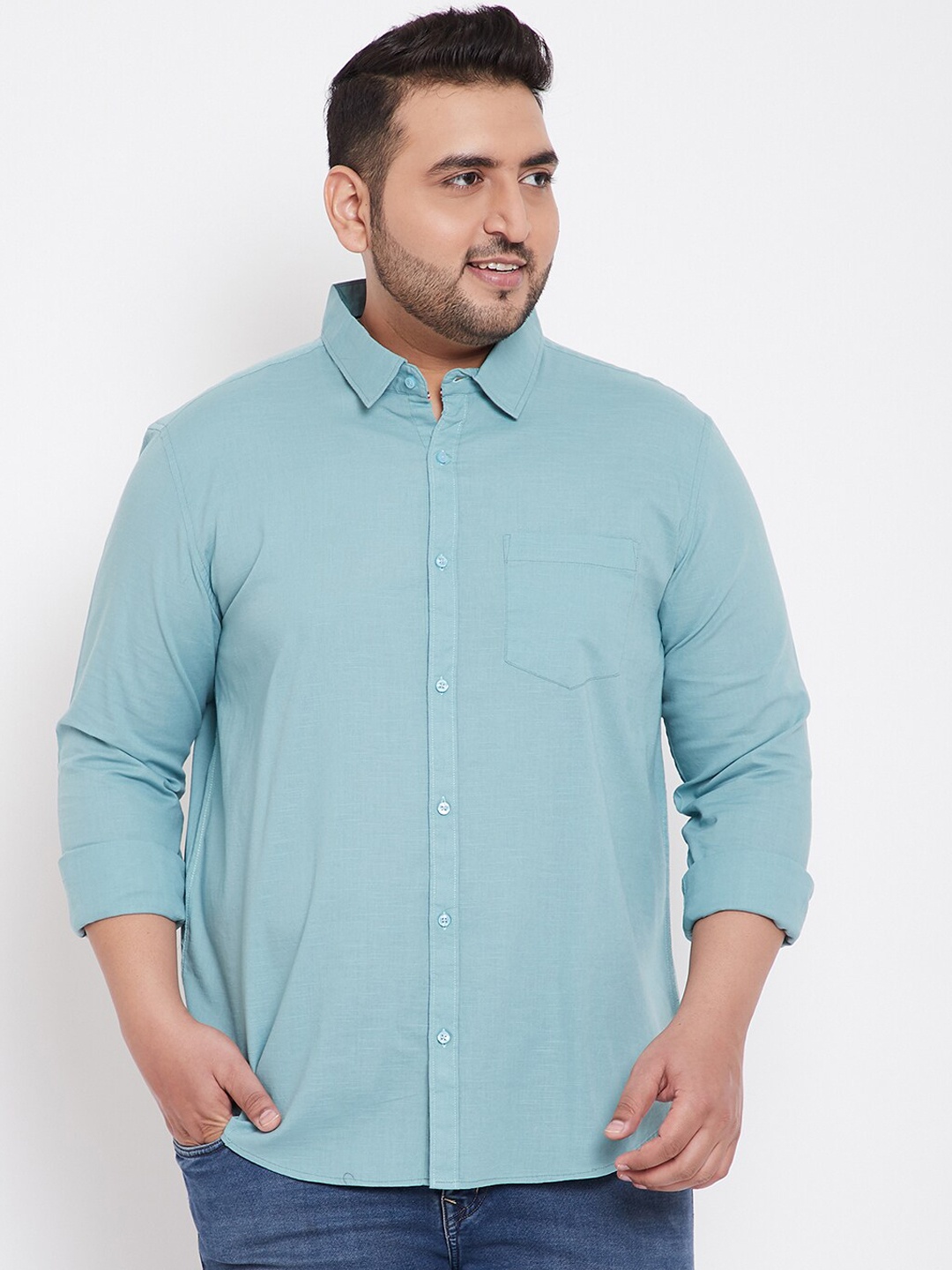 

Instafab Plus Men Green Regular Fit Solid Casual Shirt