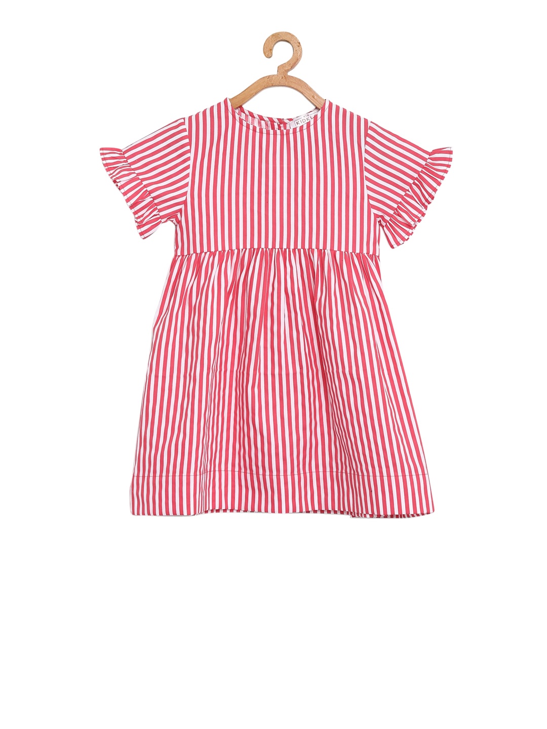 

KIDKLO Girls Red & White Striped Fit and Flare Dress