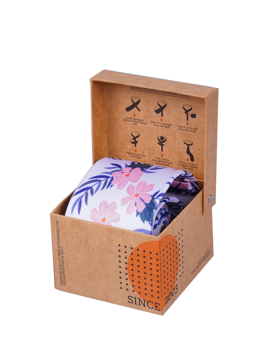 

Tossido Men White Floral Printed Necktie