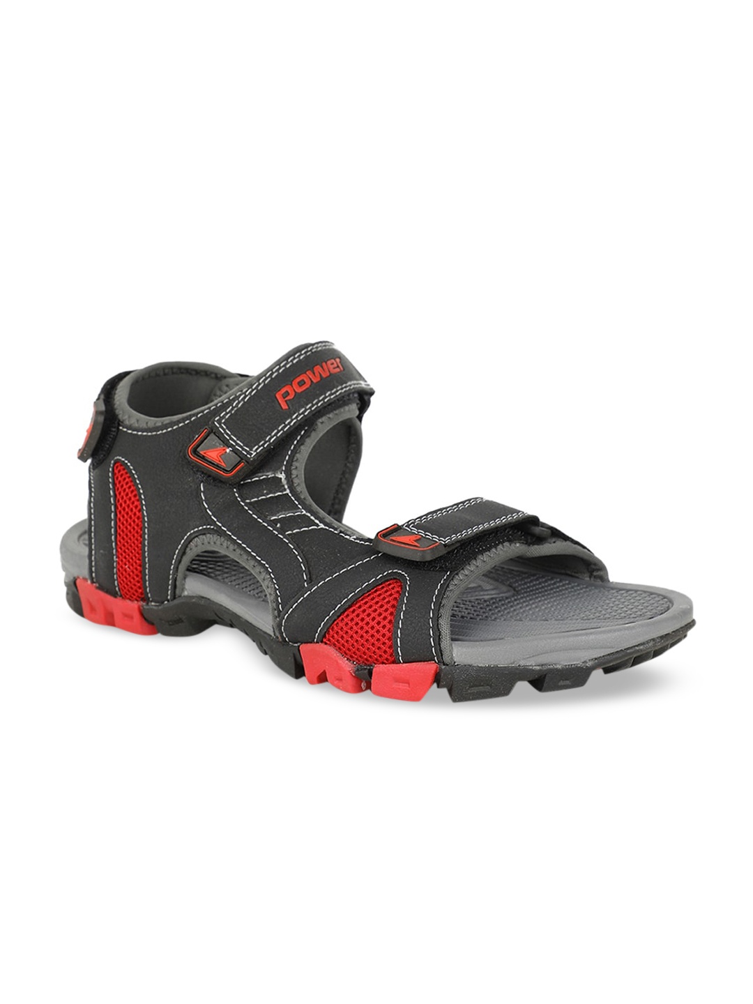 

Power Men Black & Red Solid Sports Sandals
