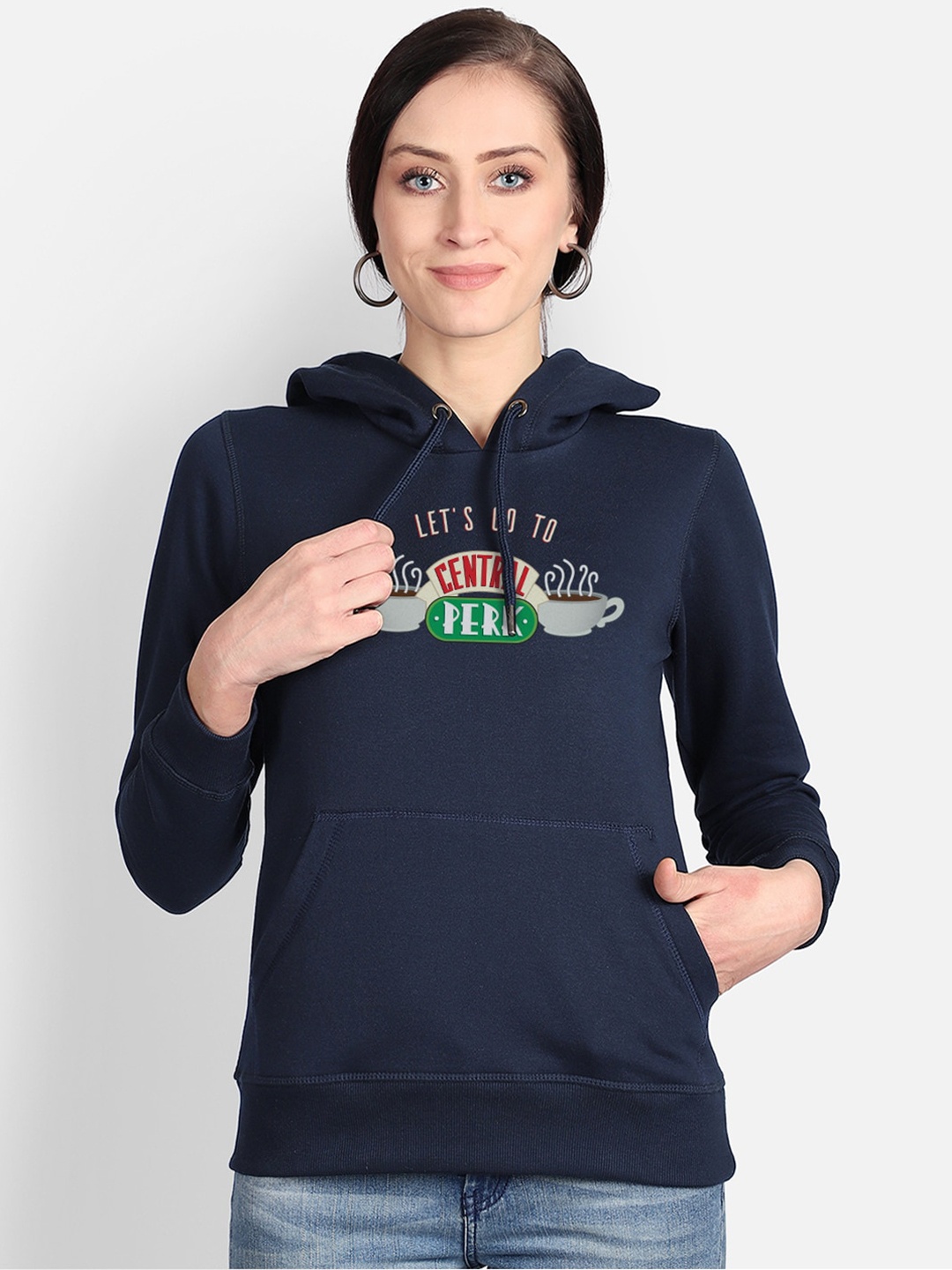 

Free Authority Friends Print Navy Hoodie for Women, Navy blue