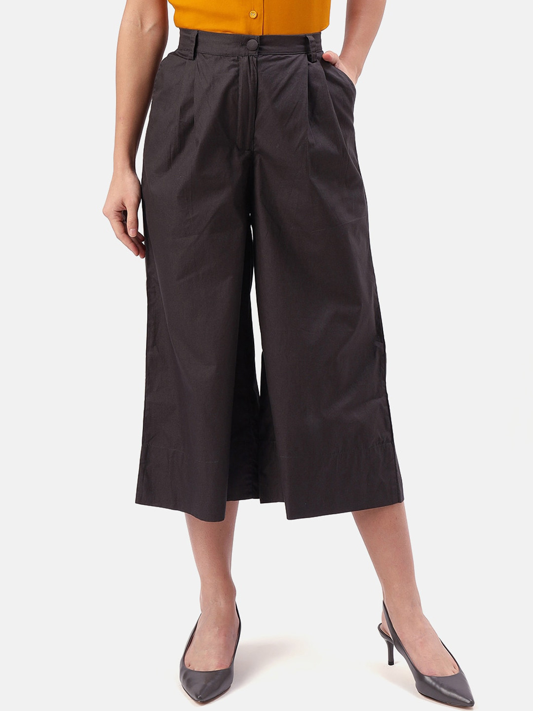 

Saaki Women Grey Regular Fit Solid Culottes