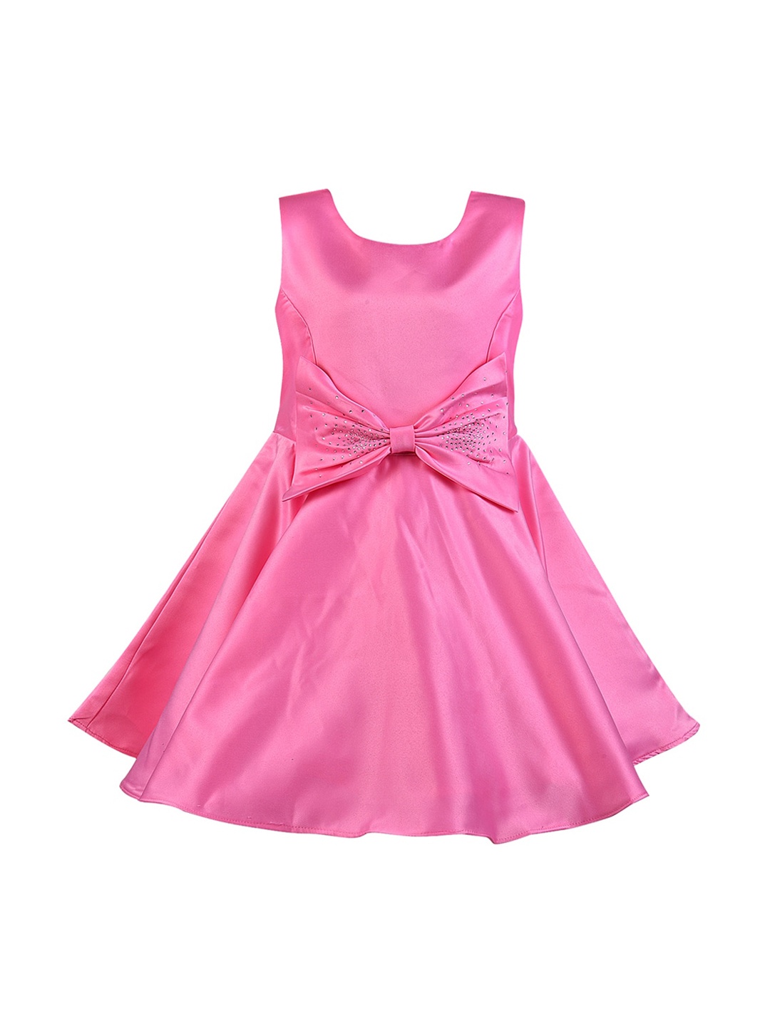 

Wish Karo Girls Pink Solid Fit and Flare Dress