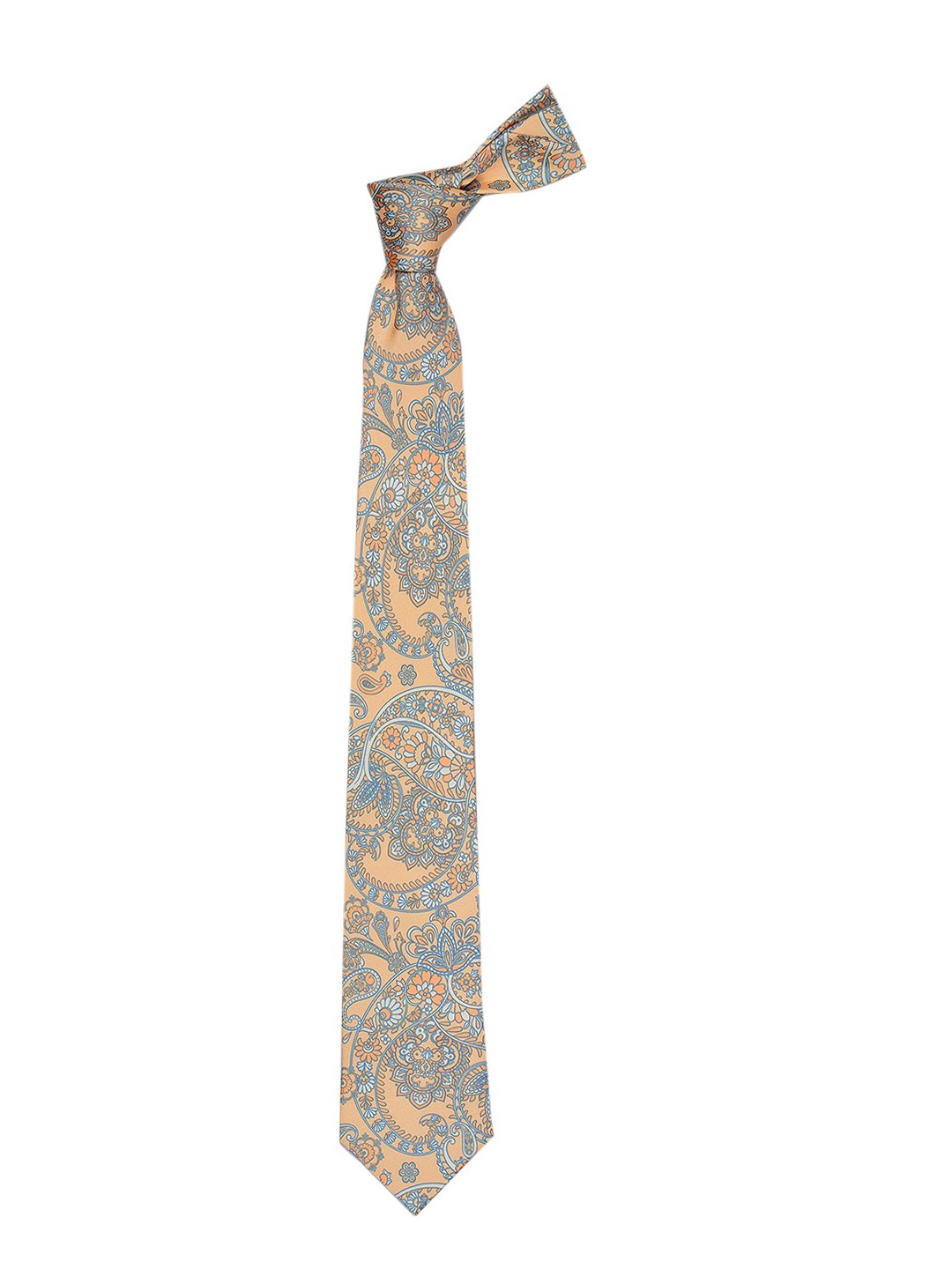 Tossido Men Peach-coloured & Blue Printed Broad Tie