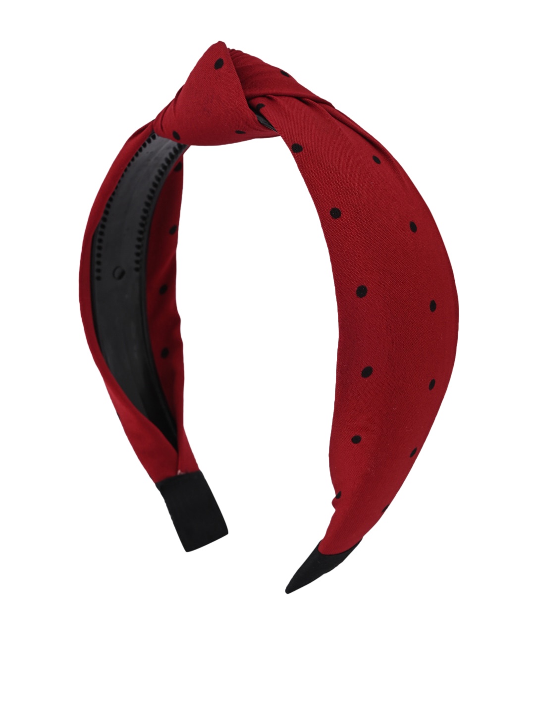 

BuckleUp Women Red & Black Polka Dot Print Knot Detailed Hairband