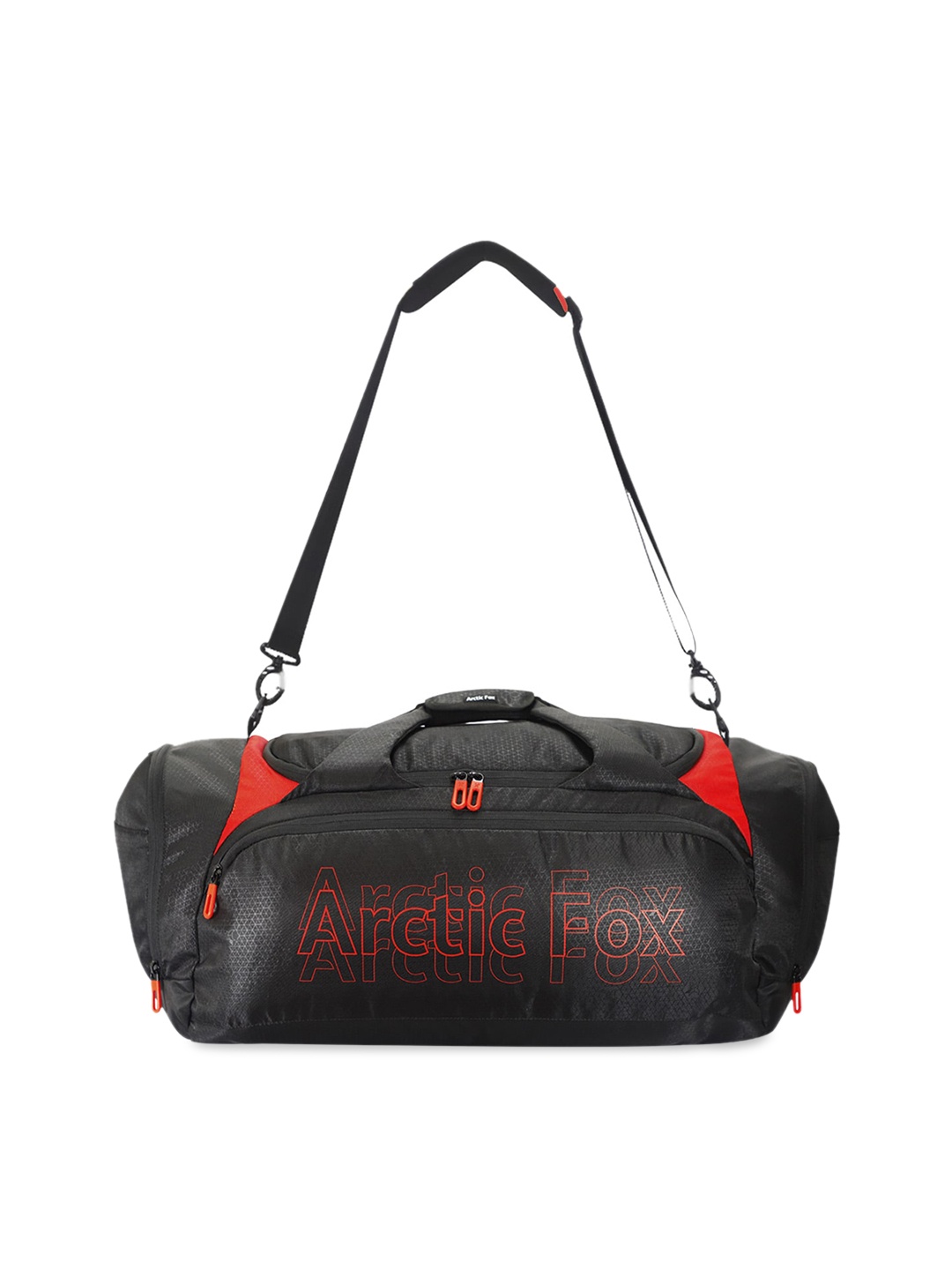 

Arctic Fox Unisex Black & Red Printed Duffle Bag