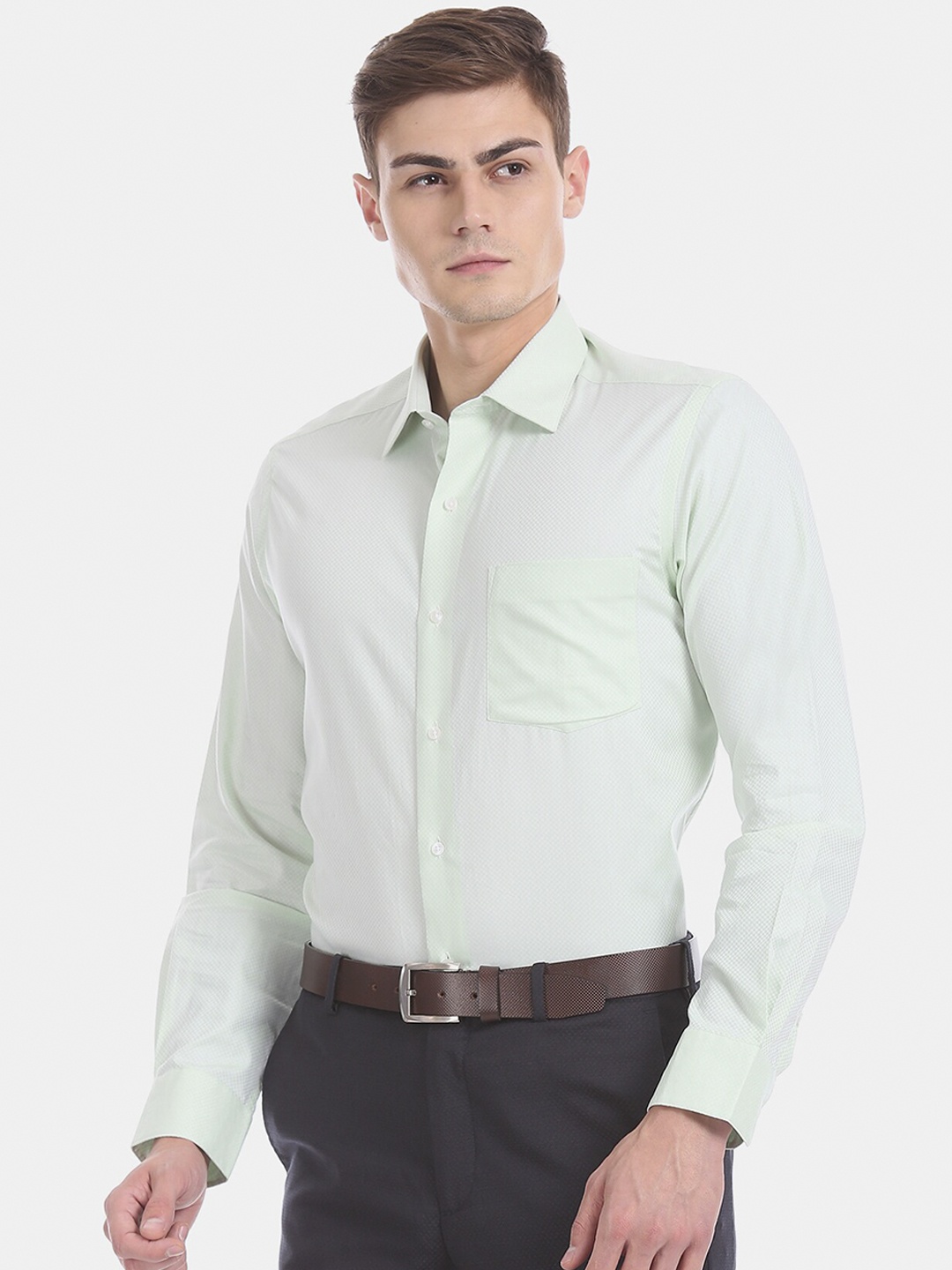 

Arrow Men Green Regular Fit Solid Formal Shirt