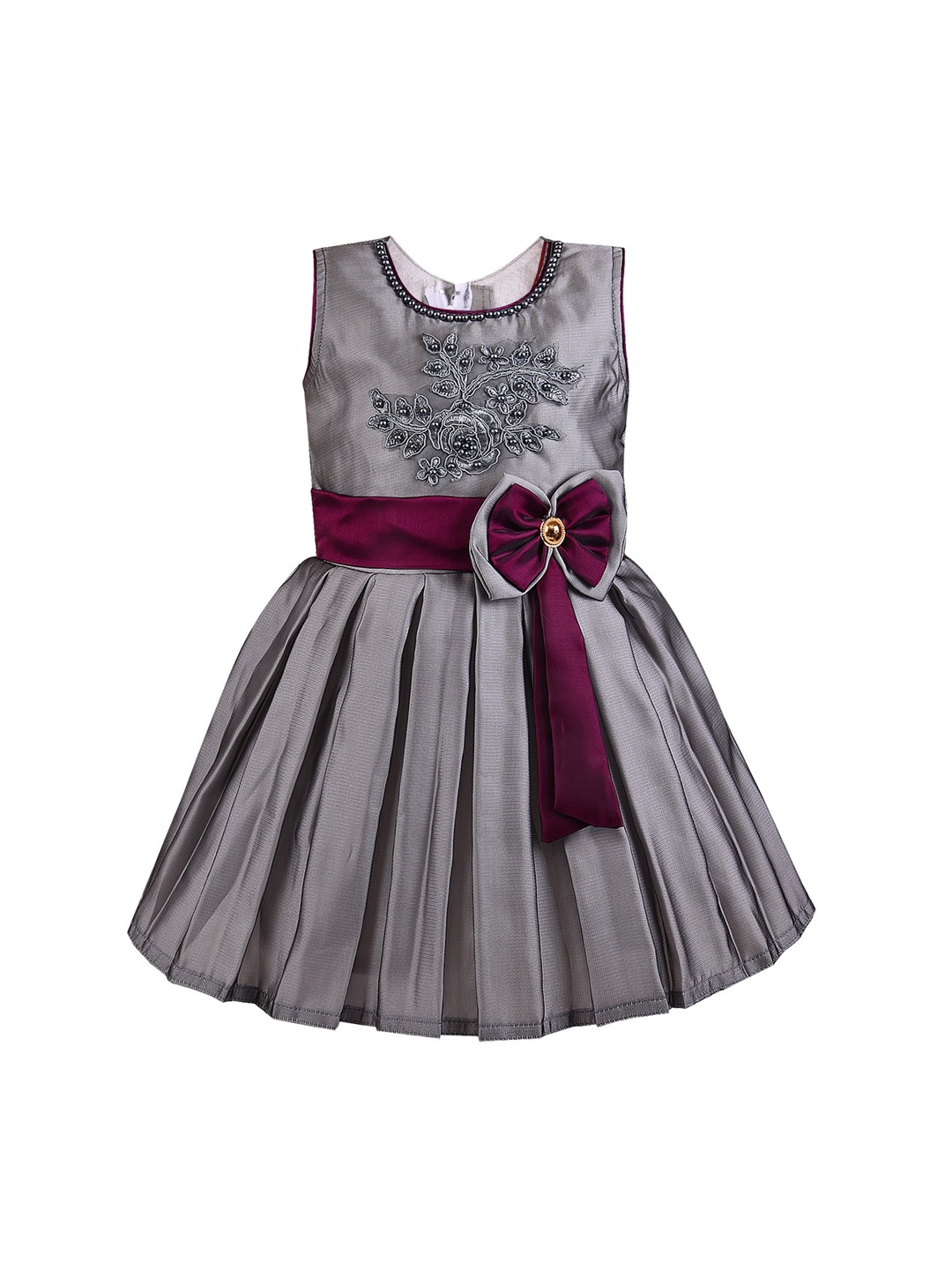 

Wish Karo Girls Grey Embellished Fit and Flare Dress