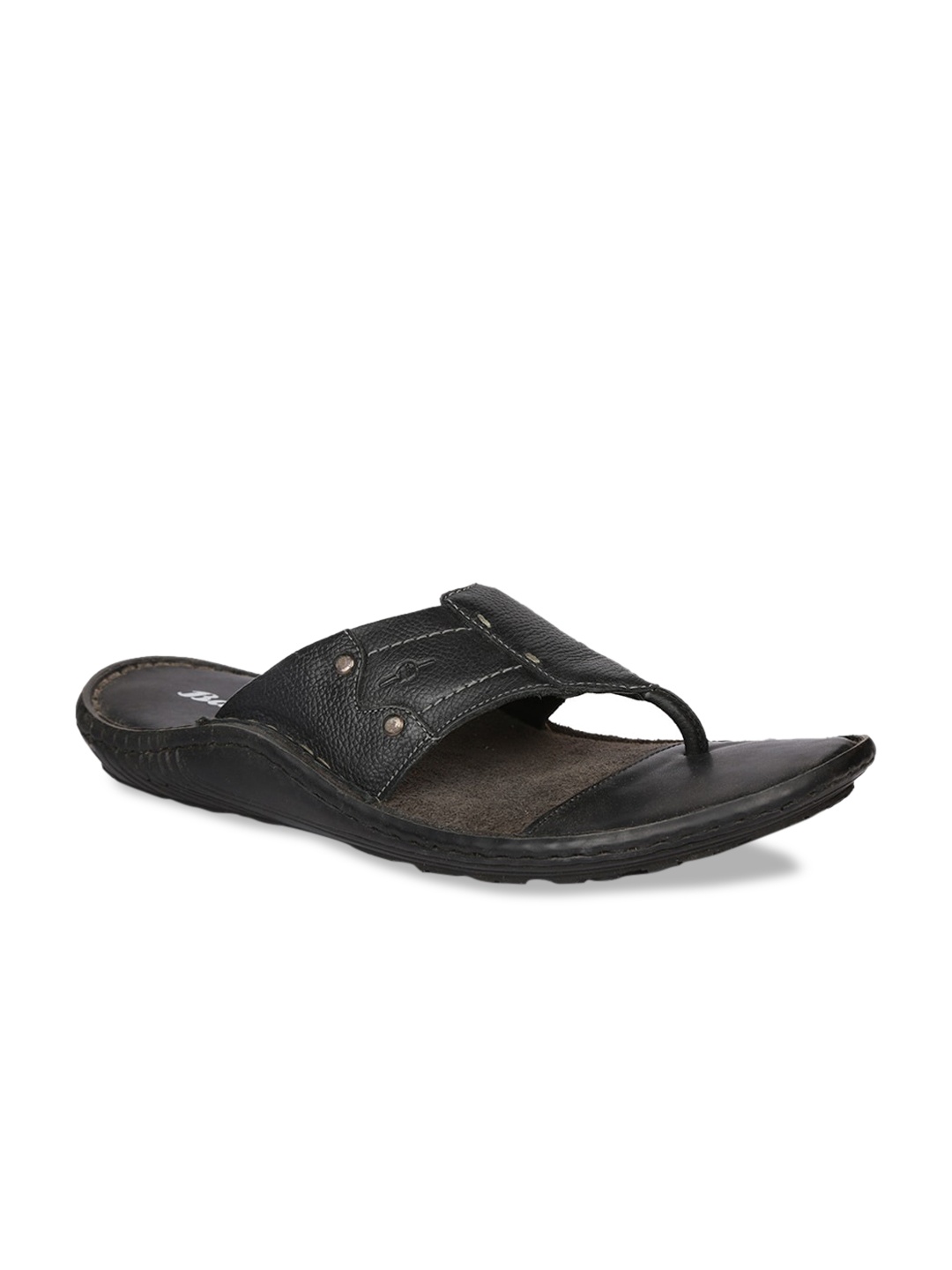 

Bata Men Black Leather Comfort Sandals